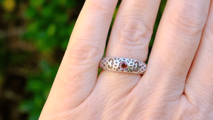 Edwardian Filigree Ruby Band in 14 Karat White Gold - Item: R197R - Image: 4