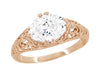 Edwardian Rose Gold East to West 1.10 Carat Oval Diamond Filigree Engagement Ring