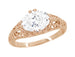 Edwardian Rose Gold East to West 1.10 Carat Oval Diamond Filigree Engagement Ring
