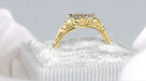 Edwardian Oval Aquamarine Filigree Ring in Yellow Gold - Horizontal East to West Setting