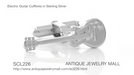 Electric Guitar Cufflinks in 925 Sterling Silver