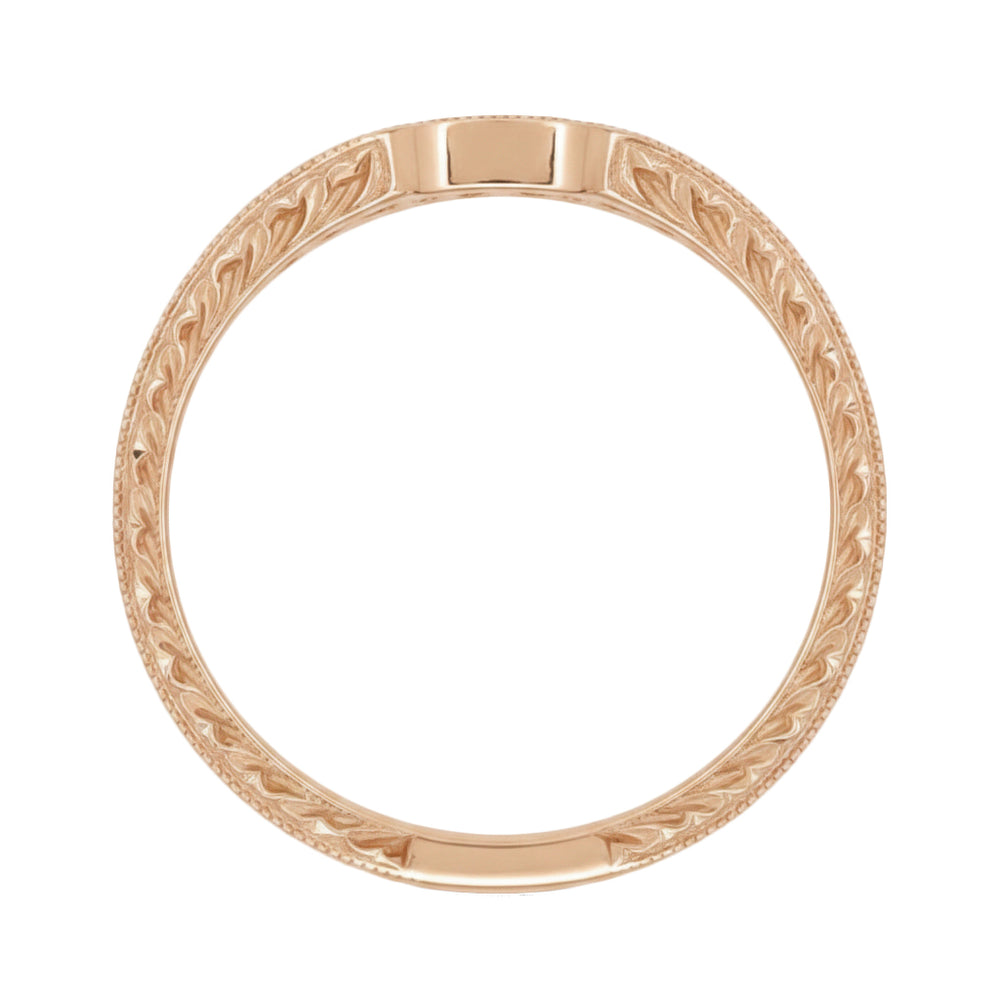 14K Rose Gold Royal Crown Hugger Diamond Wedding Band - Item: WR460R1D-LC - Image: 4