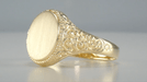 Engraved Scrolls Oval Victorian Signet Ring in Yellow Gold - 10K or 14K