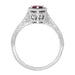 Art Deco Hexagon Solitaire 1/2 Carat Ruby Filigree Ring in 14 Karat White Gold