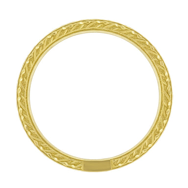 Yellow Gold Art Deco Carved Wheat Diamond Eternity Wedding Band - 14K or 18K - alternate view