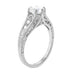 Art Deco Antique 1920's Style Diamond Scroll Side Filigree Engagement Ring in 14K White Gold