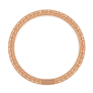 Art Deco Rose Gold Engraved Wheat Diamond Eternity Wedding Band - alternate view