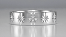 Engraved Radiating 8 Ray Starbursts 1950's Era Vintage Style Wide Wedding Band in White Gold - 6mm