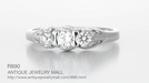 Filigree "Three Stone" Diamond Art Deco Ring in White Gold