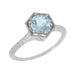 Filigree Hexagon Art Deco Engraved 3/4 Carat Aquamarine Engagement Ring in 14K White Gold