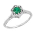 Art Deco Hexagon Emerald Filigree Engagement Ring in 14 Karat White Gold