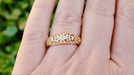 Filigree Edwardian White Sapphire Ring in 14 Karat Yellow Gold