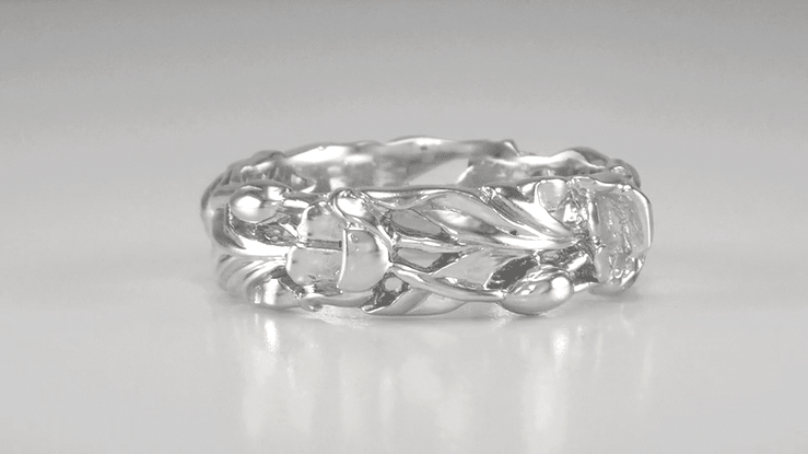 Filigree Lilies Eternity Floral Band in Sterling Silver - 6mm Wide - Item: SSR684 - Image: 4