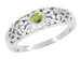 Filigree Scroll Edwardian Peridot Ring in 14 Karat White Gold