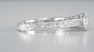 Filigree Scrolls Engraved 1/2 Carat Diamond Art Deco Crown Solitaire Engagement Ring in White Gold