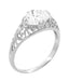 Edwardian Filigree East West Oval Diamond Engagement Ring in 14 Karat White Gold - 1.10 Carat