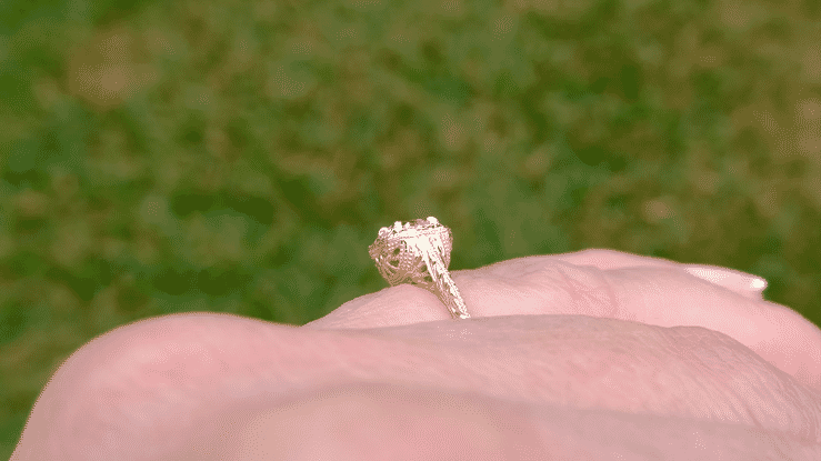 Filigree Yellow Gold Scrolls 1/3 Carat Diamond Art Deco Engraved Engagement Ring - Item: R183Y50D10K-LC - Image: 5