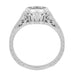 Art Deco 1 to 1.25 Carat Filigree Engraved Wheat Halo Bezel Engagement Ring Setting in White Gold | Low Profile
