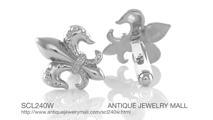 Fleur de Lys Cufflinks in Sterling Silver - Item: SCL240W - Image: 4