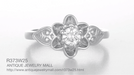 Flowers & Leaves Victorian 1/4 Carat Diamond Engagement Ring in White Gold