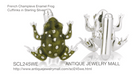 French Champleve Enamel Frog Cufflinks in Sterling Silver