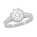 Royal Crown Antique Style Engraved White Gold Engagement Ring Setting for a 1 - 1.25 Carat Round Diamond