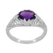 Edwardian Platinum Filigree Antique Style East to West Oval Amethyst Solitaire Ring