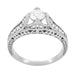 Belnord Art Deco Filigree Diamond Wheat Engraved Engagement Ring Semimount in Platinum