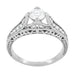 Art Deco Belnord Filigree Diamond Engagement Ring in 18 Karat White Gold