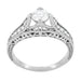 Art Deco Belnord Filigree Diamond Engagement Ring in 18 Karat White Gold