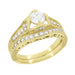 Belnord 18 Karat Yellow Gold Engraved Art Deco Filigree Diamond Engagement Ring