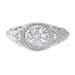 Art Deco Platinum Sculptural Filigree Low Dome 3/4 Carat Diamond Engagement Ring