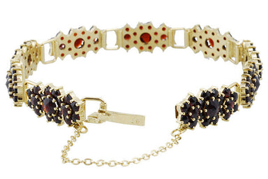 Antique Style Bohemian Garnet Cluster Link Victorian Bracelet - Yellow Gold Vermeil Over Sterling Silver - alternate view