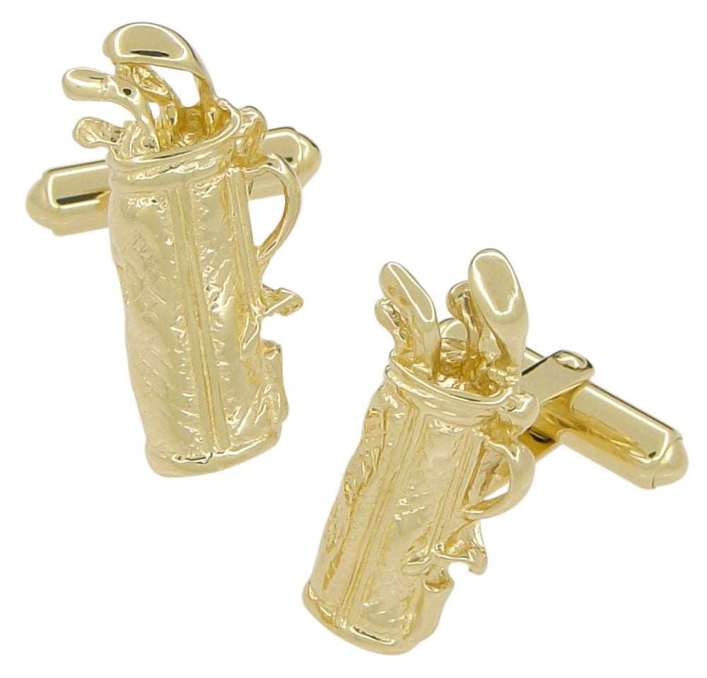 Yellow Gold Golf Cufflinks - 14K Golf Bag Cuff Links - Solid - GCL152