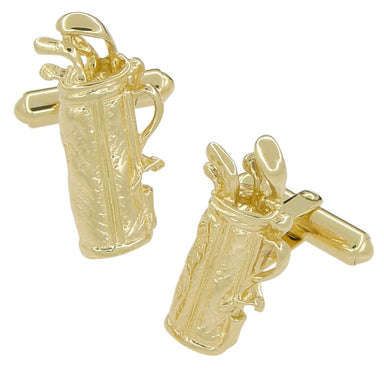Golf Bag Cufflinks in Solid 14 Karat Yellow Gold - alternate view
