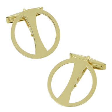 Geometric Mid Century Modern Round Vintage Cufflinks in 18 Karat Yellow Gold