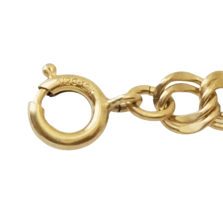 Vintage 1960's Dainty Double Link Charm Bracelet - 12K Yellow Gold Filled - Item: GFBR10 - Image: 3