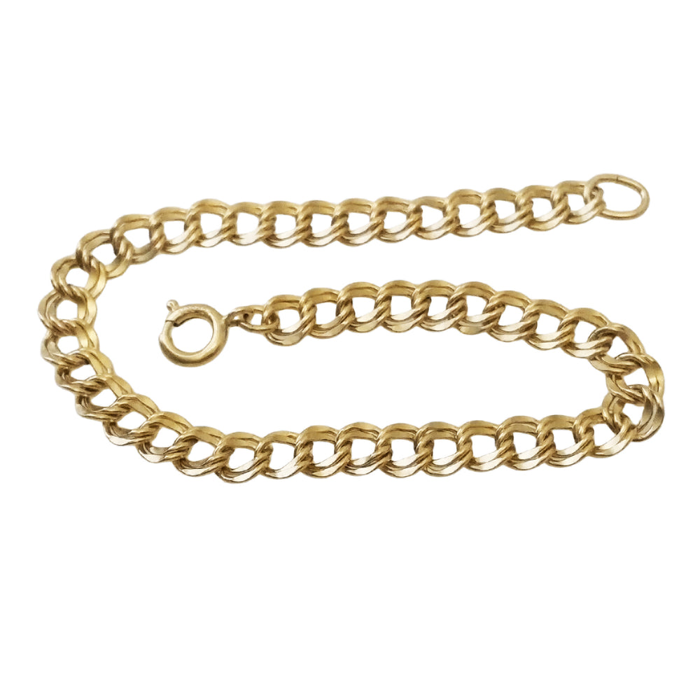 Vintage 1960's Dainty Double Link Charm Bracelet - 12K Yellow Gold Filled - Item: GFBR10 - Image: 2