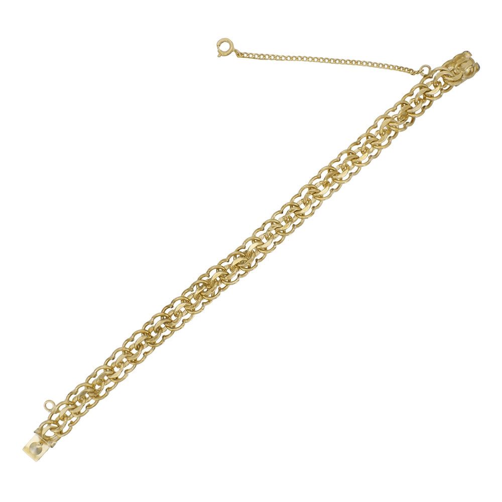 1960's Vintage Scalloped Double Link Charm Bracelet - 12K Yellow Gold Filled - 7 Inches - Item: GFBR11 - Image: 5