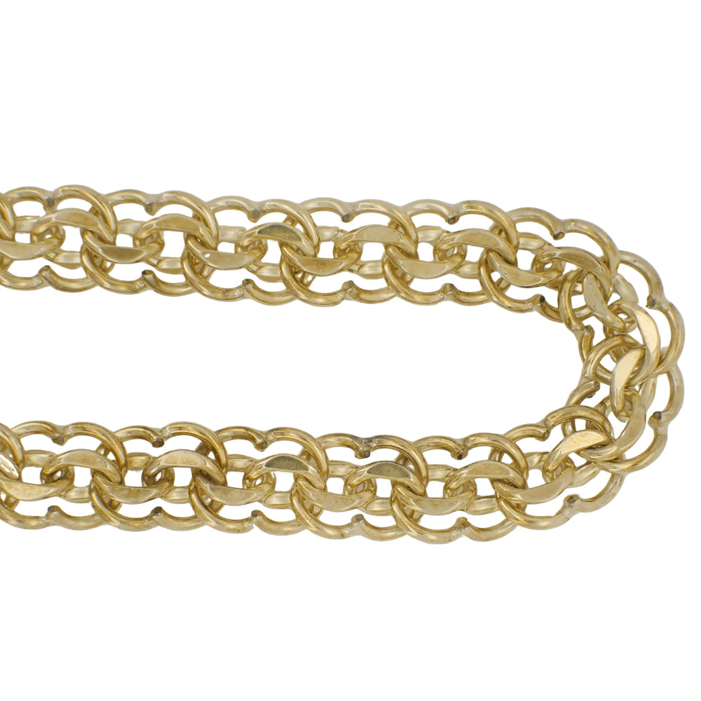 1960's Vintage Scalloped Double Link Charm Bracelet - 12K Yellow Gold Filled - 7 Inches - Item: GFBR11 - Image: 2
