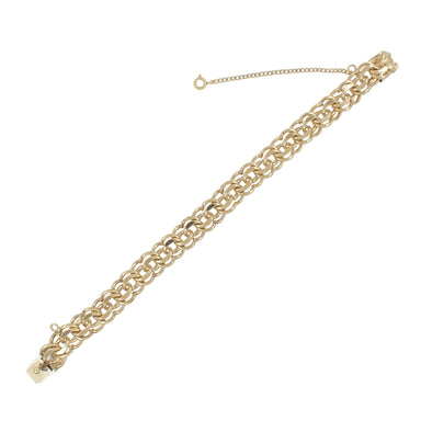 Vintage Circa 1960's Double Scalloped Link Charm Bracelet - 12K Yellow Gold Filled - 7.25 Inches - alternate view