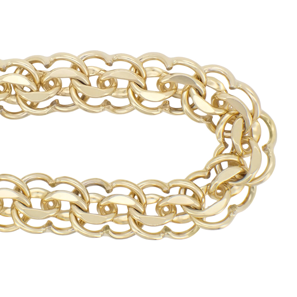 Vintage 1960's Scalloped Double Link Charm Bracelet - 12K Yellow Gold Filled - 7 Inches - Item: GFBR13 - Image: 3