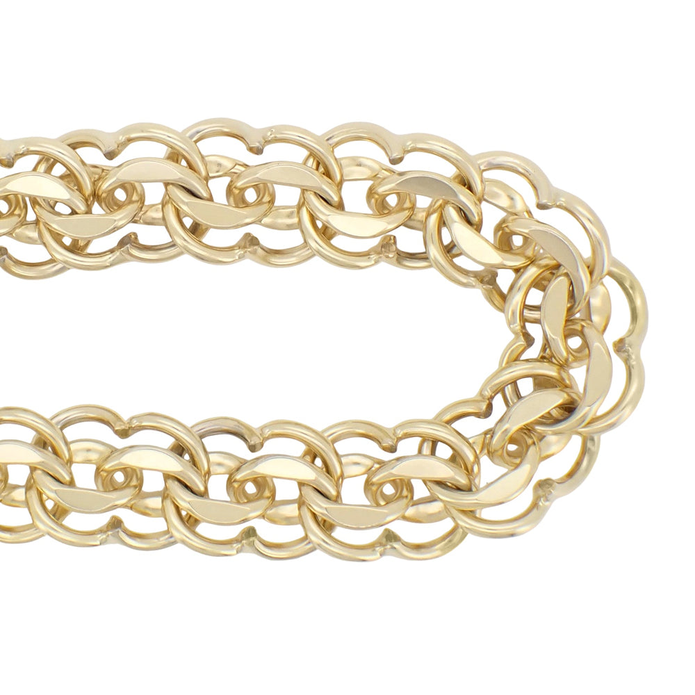 Vintage 1960's Scalloped Double Link Charm Bracelet - 12K Yellow Gold Filled - 7 Inches - Item: GFBR13 - Image: 3