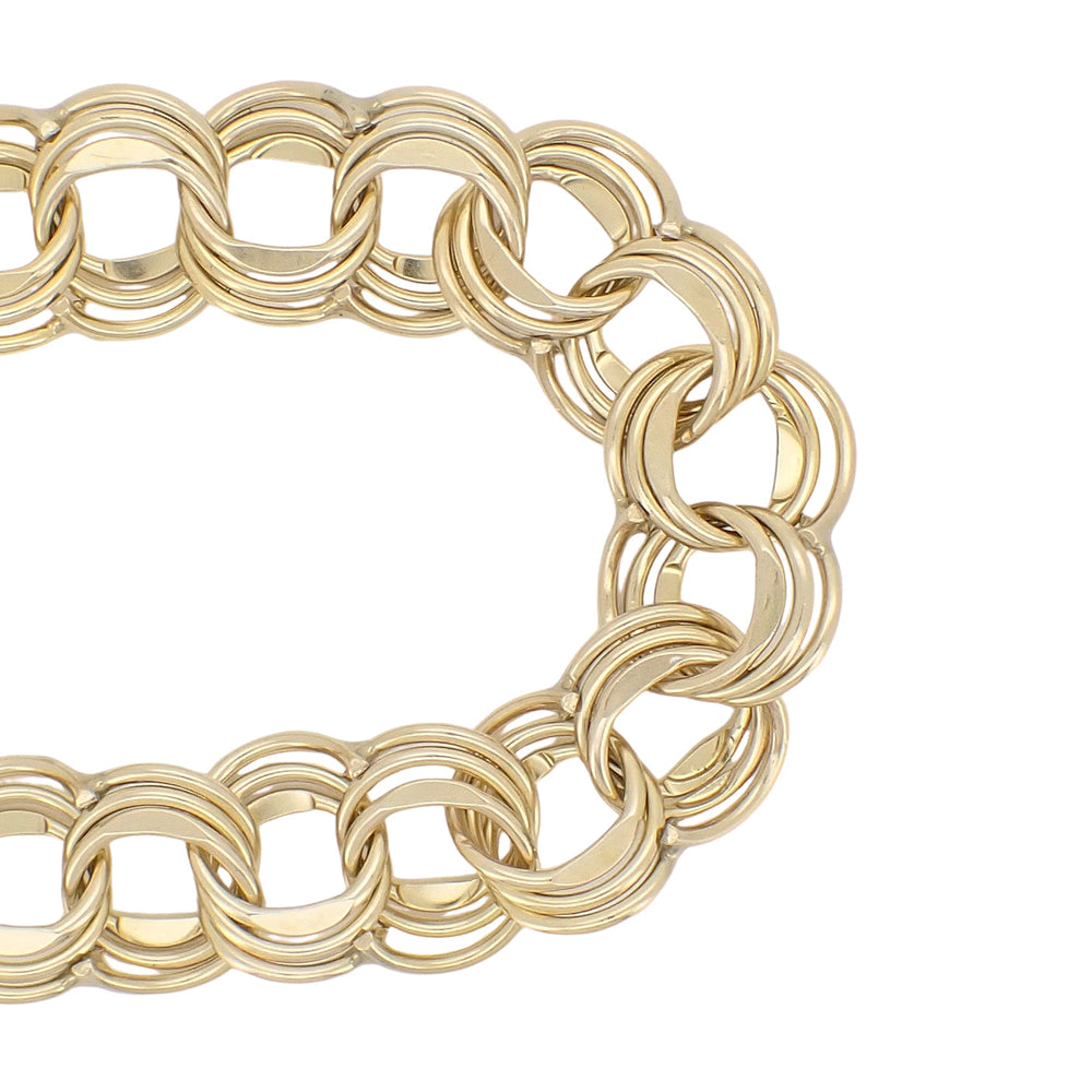 Vintage 1960's Triple Link Charm Bracelet - 12K Yellow Gold Filled - 7 3/8 Inches - Item: GFBR14 - Image: 4