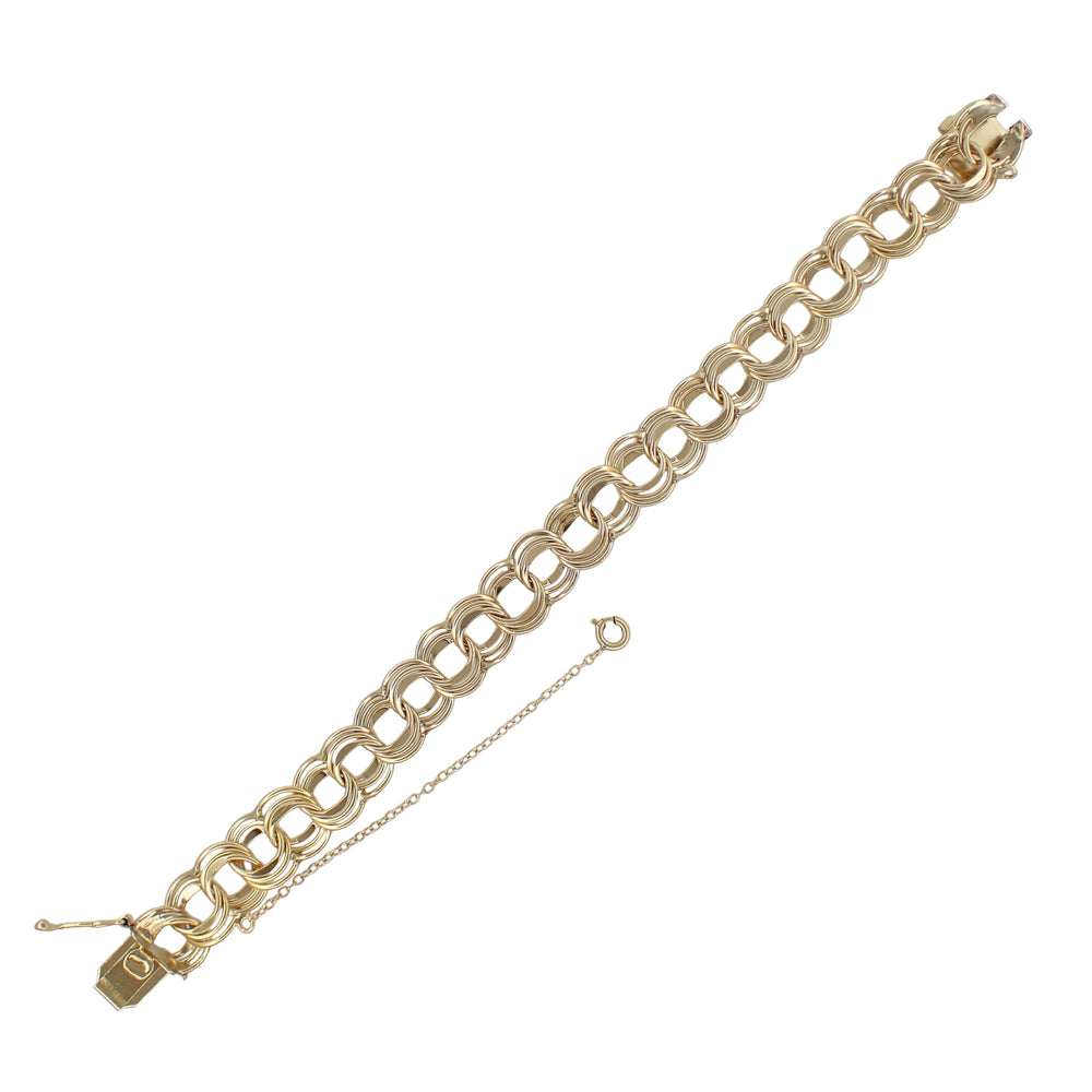 Vintage 1960's Triple Link Charm Bracelet - 12K Yellow Gold Filled - 7 3/8 Inches - Item: GFBR14 - Image: 6
