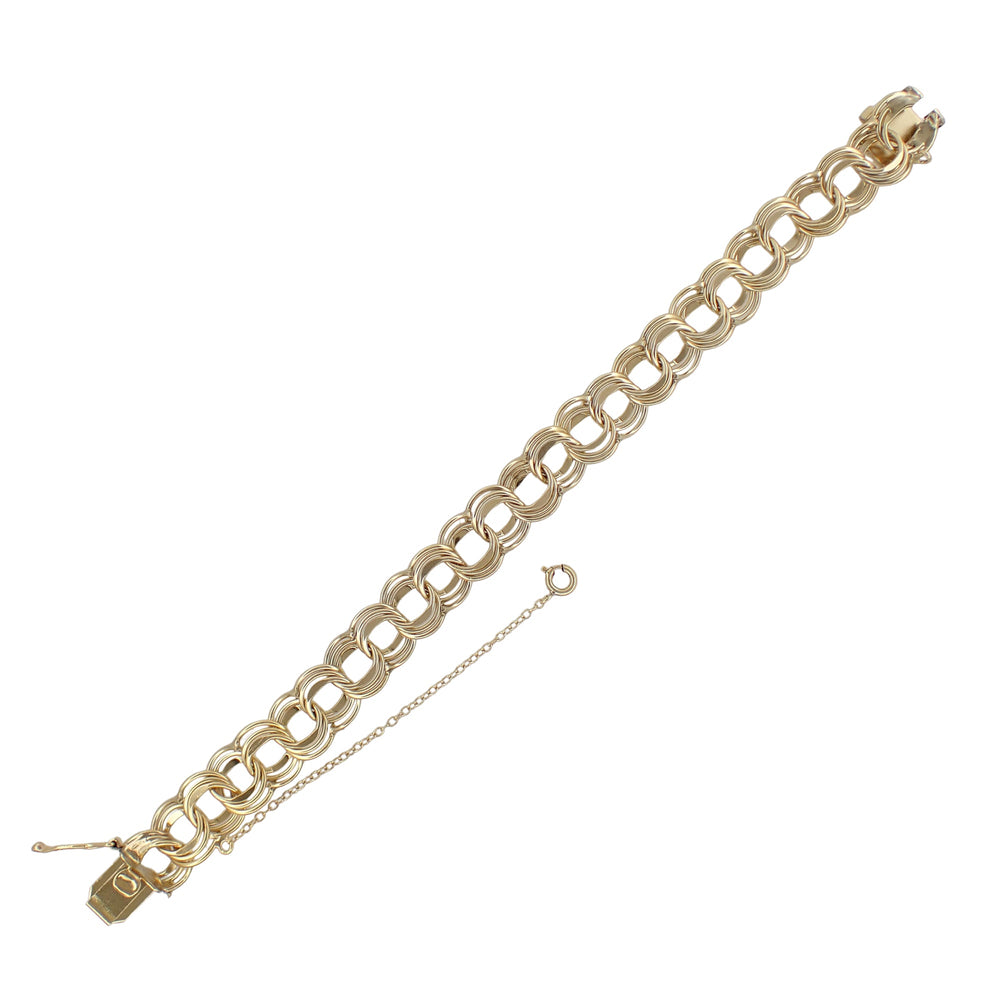 Vintage 1960's Triple Link Charm Bracelet - 12K Yellow Gold Filled - 7 3/8 Inches - Item: GFBR14 - Image: 6