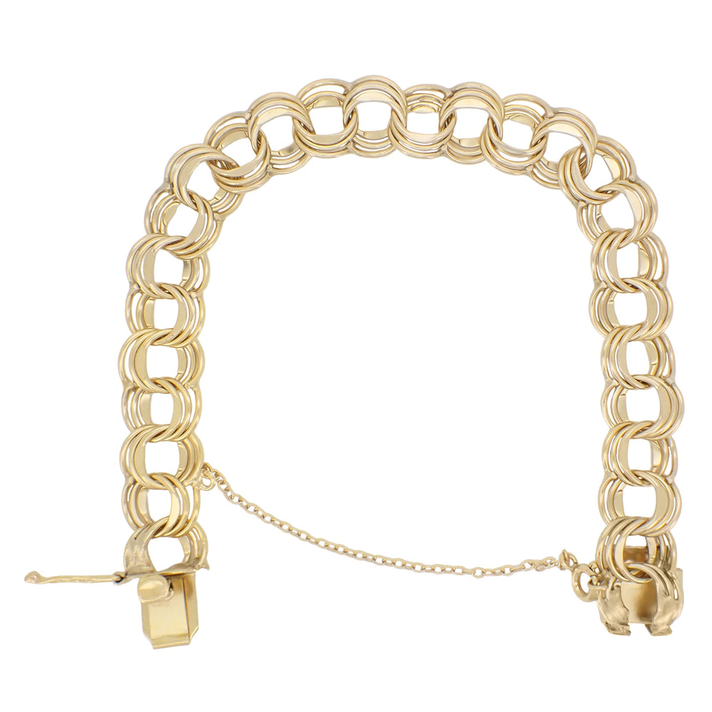 Vintage 1960's Triple Link Charm Bracelet - 12K Yellow Gold Filled - 7 3/8 Inches - Item: GFBR14 - Image: 3