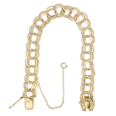 Vintage 1960's Triple Link Charm Bracelet - 12K Yellow Gold Filled - 7 3/8 Inches - alternate view