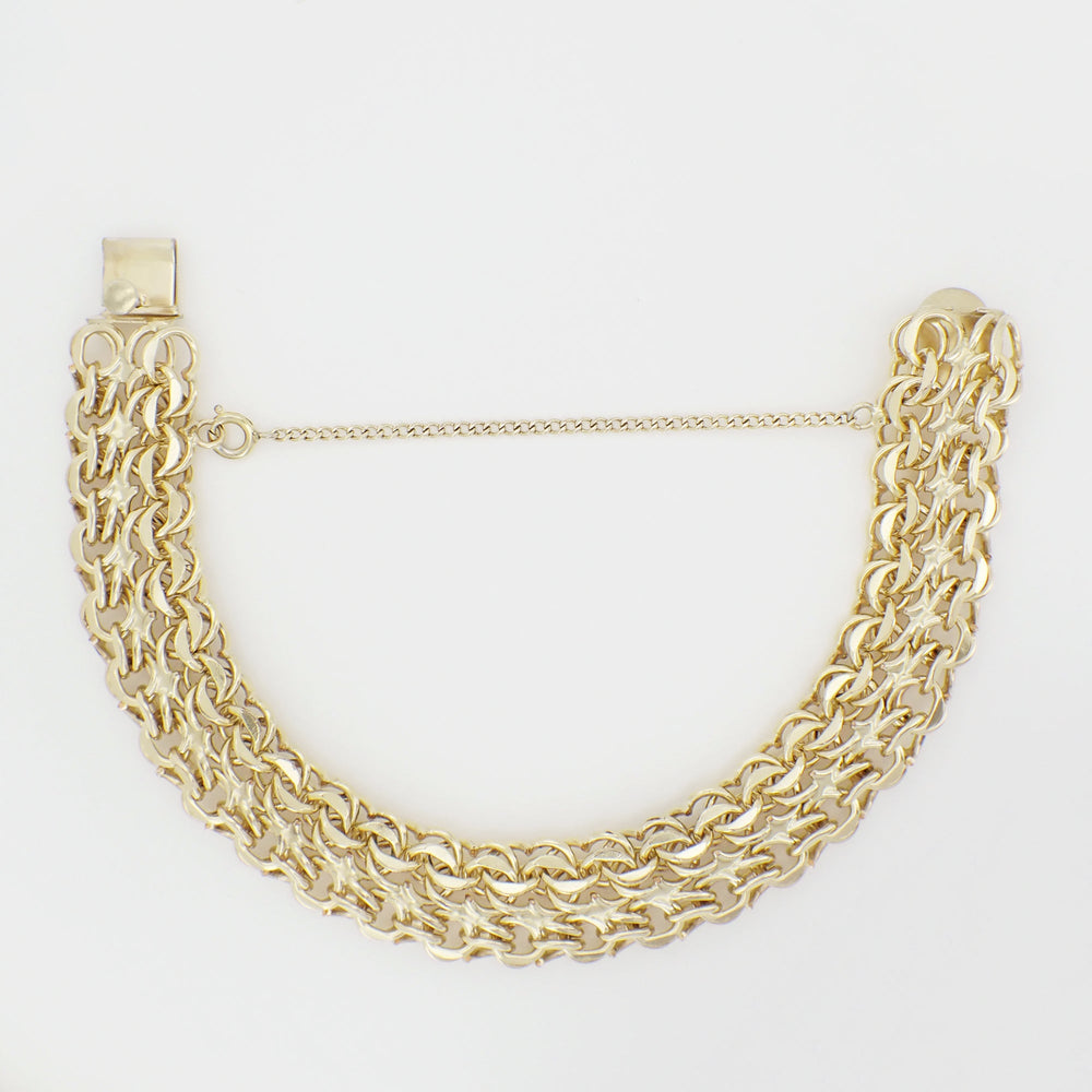 Heavy Estate 1960's Quad Link Charm Bracelet - 12K Yellow Gold Filled - 7.25 Inches - Item: GFBR15 - Image: 4