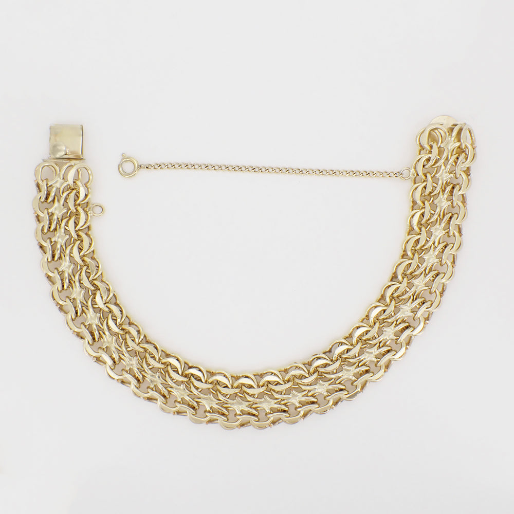 Heavy Estate 1960's Quad Link Charm Bracelet - 12K Yellow Gold Filled - 7.25 Inches - Item: GFBR15 - Image: 5